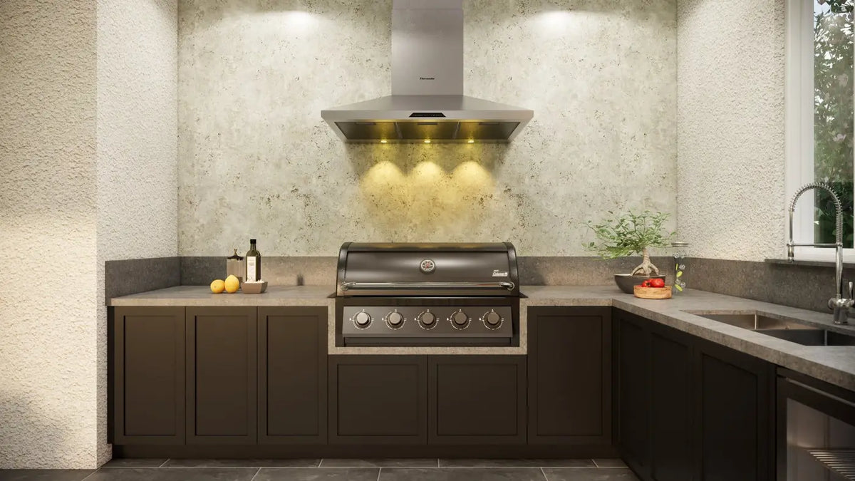 Coleman Pro Series natural gas built in bbq in a modern outdoor kitchen