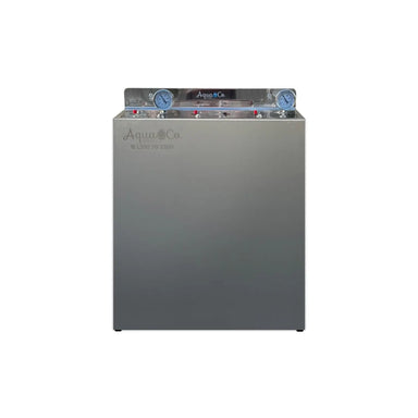 AquaCo Premium PFAS Whole House Water Filter - stainless steel cover panel