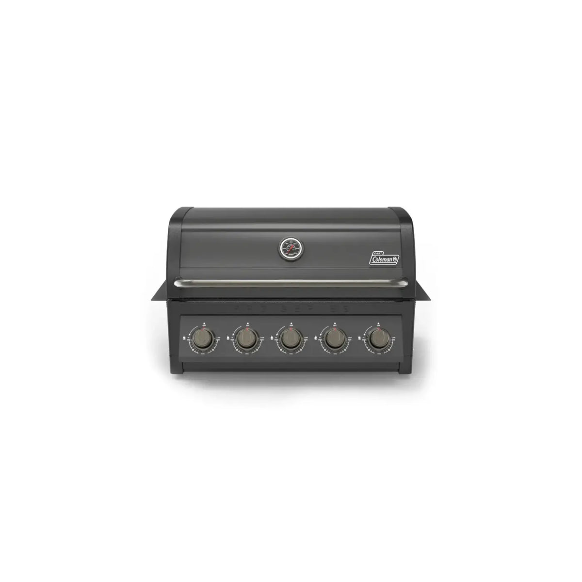 Coleman Pro Series 5 Burner Built-In BBQ in matte black, a natural gas built in bbq for outdoor kitchens
