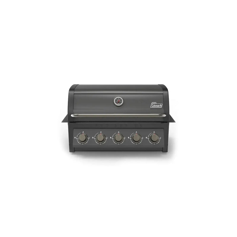 Coleman Pro Series 5 Burner Built-In BBQ in matte black, a natural gas built in bbq for outdoor kitchens