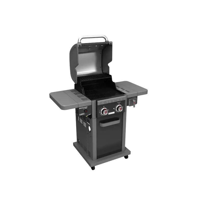 coleman-revolution-2-burner-bbq-left-side-view-hood-open-gloss-black