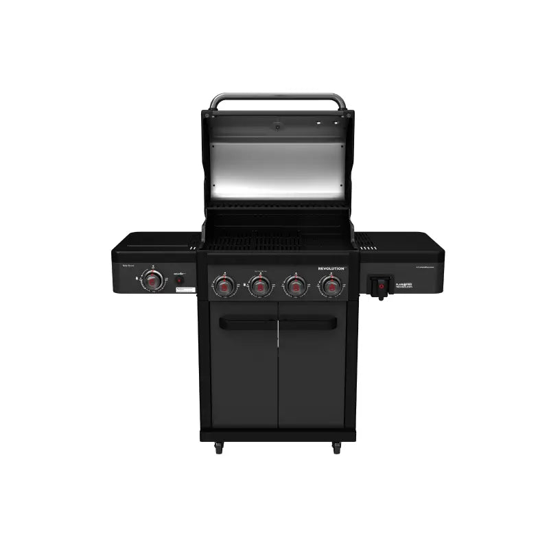 coleman-revolution-4-burner-bbq-front-view-hood-open-matte-black