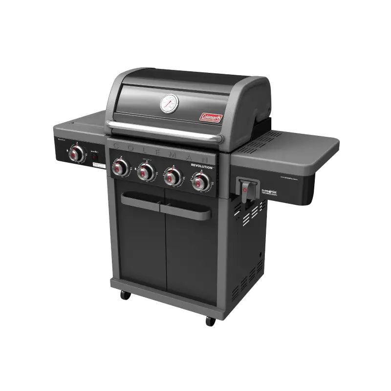 coleman-revolution-4-burner-bbq-with-side-burner-right-side-view-gloss-black-grey