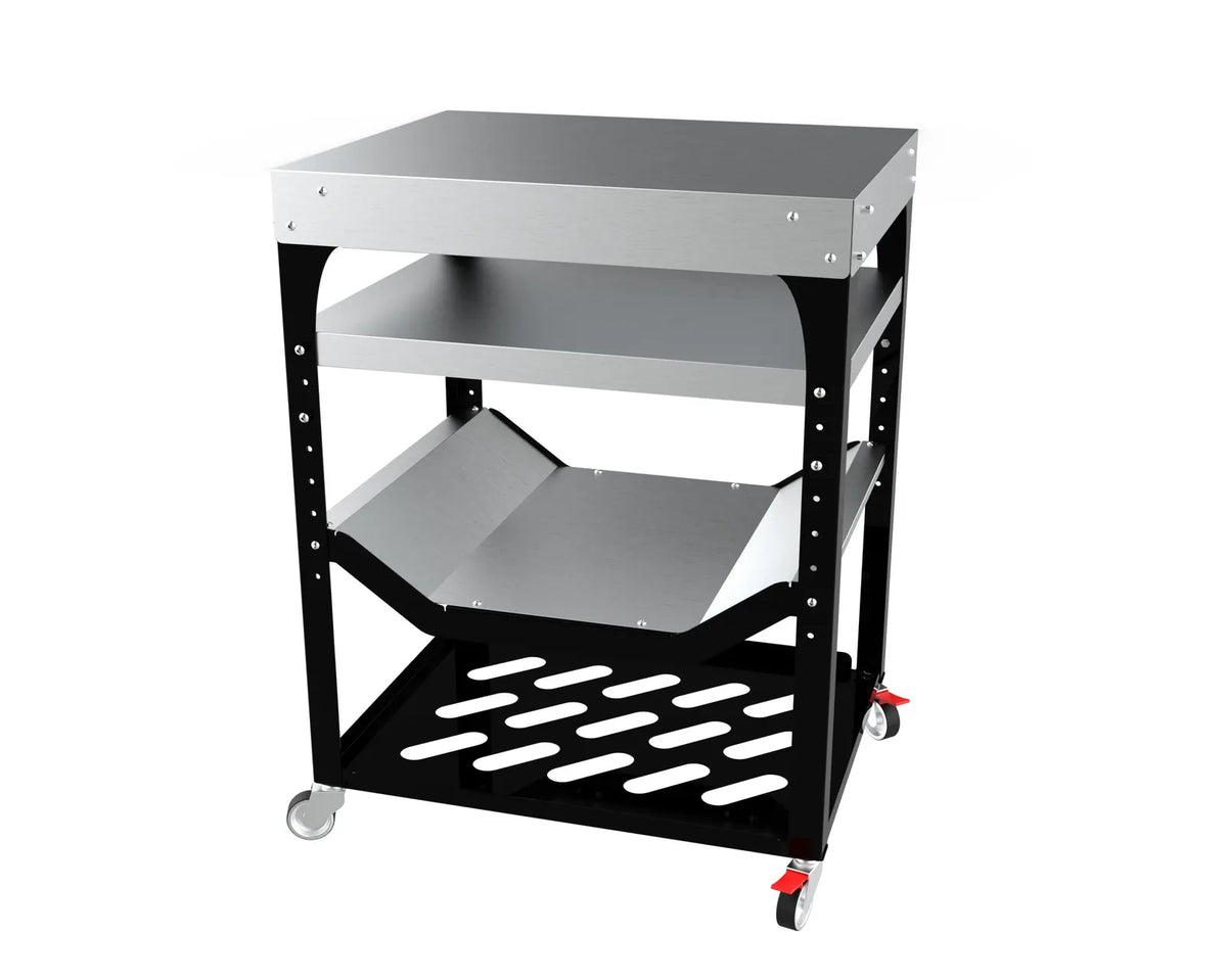 Marchiceiu Piccolo pizza oven stand with folding side tables and front prep bench