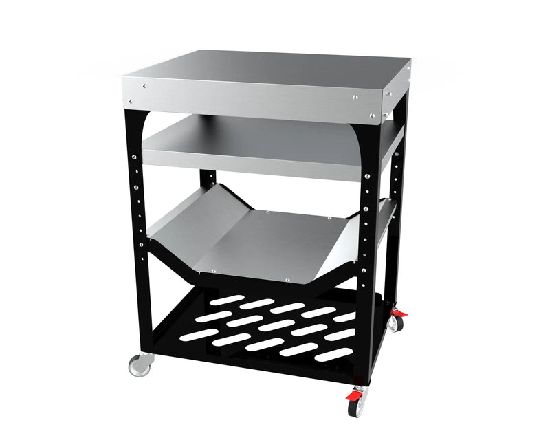 Marchiceiu Piccolo pizza oven stand with folding side tables and front prep bench