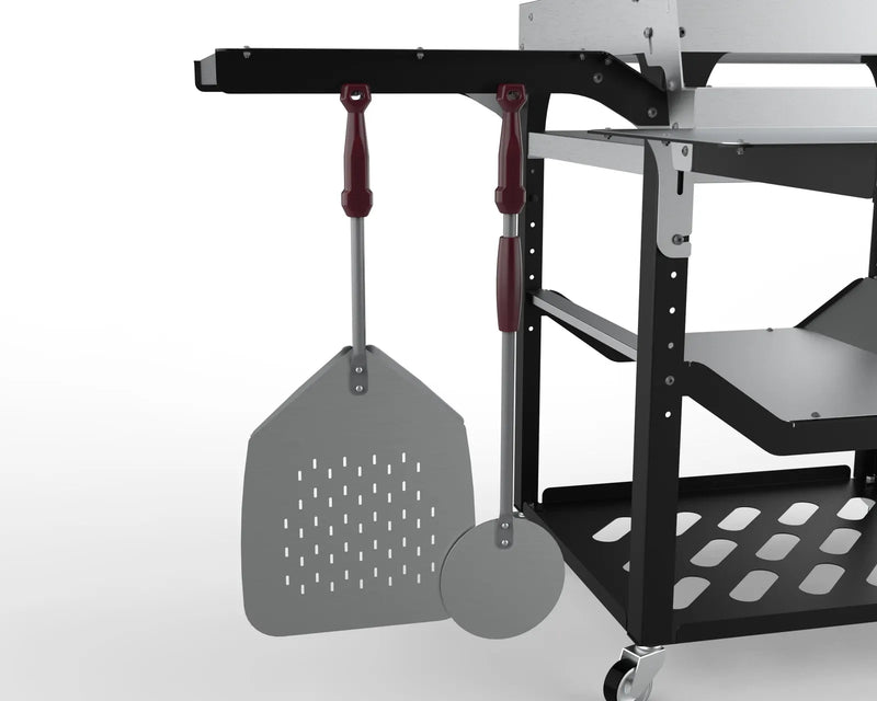 Marchiceiu pizza launching peel, stainless steel head detail