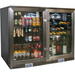 rhino-GSP-2-door-bar-fridge-doors-closed-stocked-with-drinks