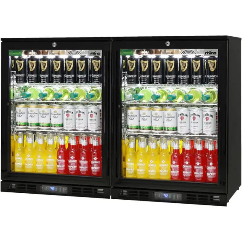 rhino-black-2-door-bar-fridge-with-closed-glass-doors