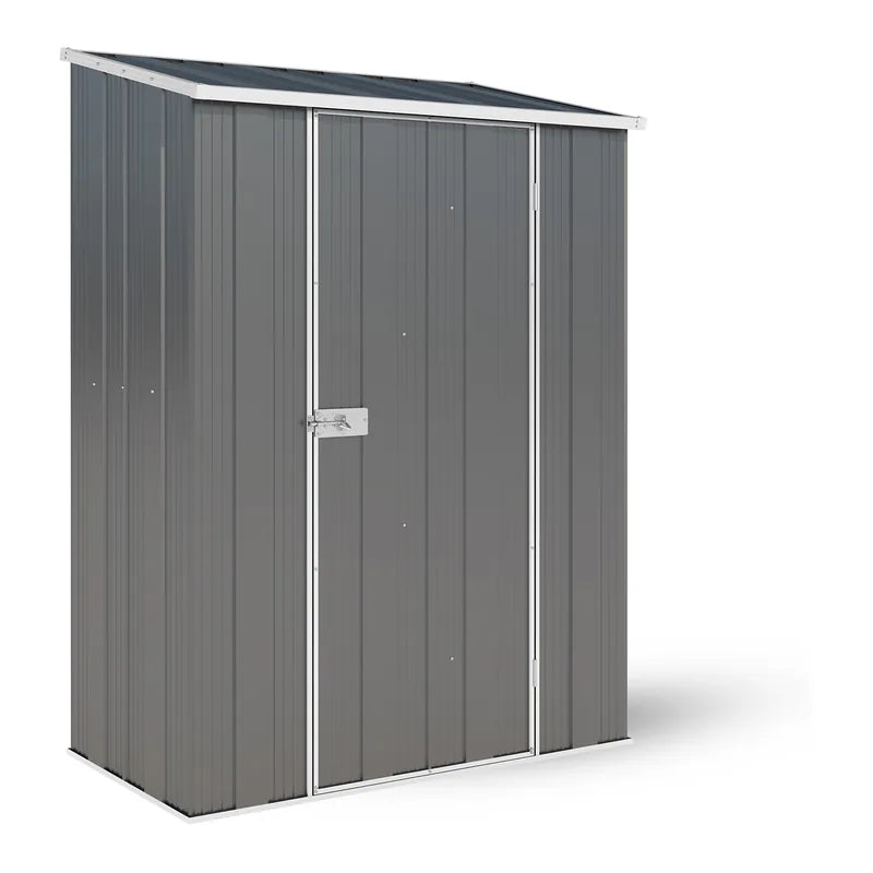 Slate Grey slimline garden shed with skillion roof, YardStore S42-S, 1.41m x 0.72m x 1.8m