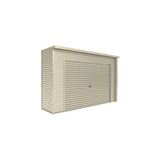 Spanbilt Smartlocker Lockaway 900 garden shed in Merino Colorbond, roller door closed