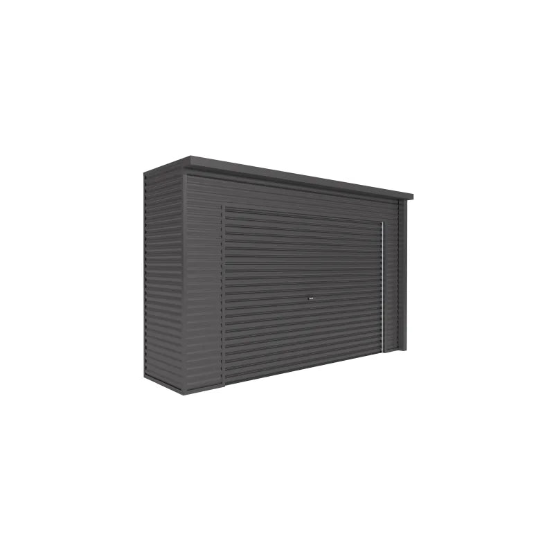 Spanbilt Smartlocker Lockaway 900 garden shed in Monolith Colorbond, roller door closed
