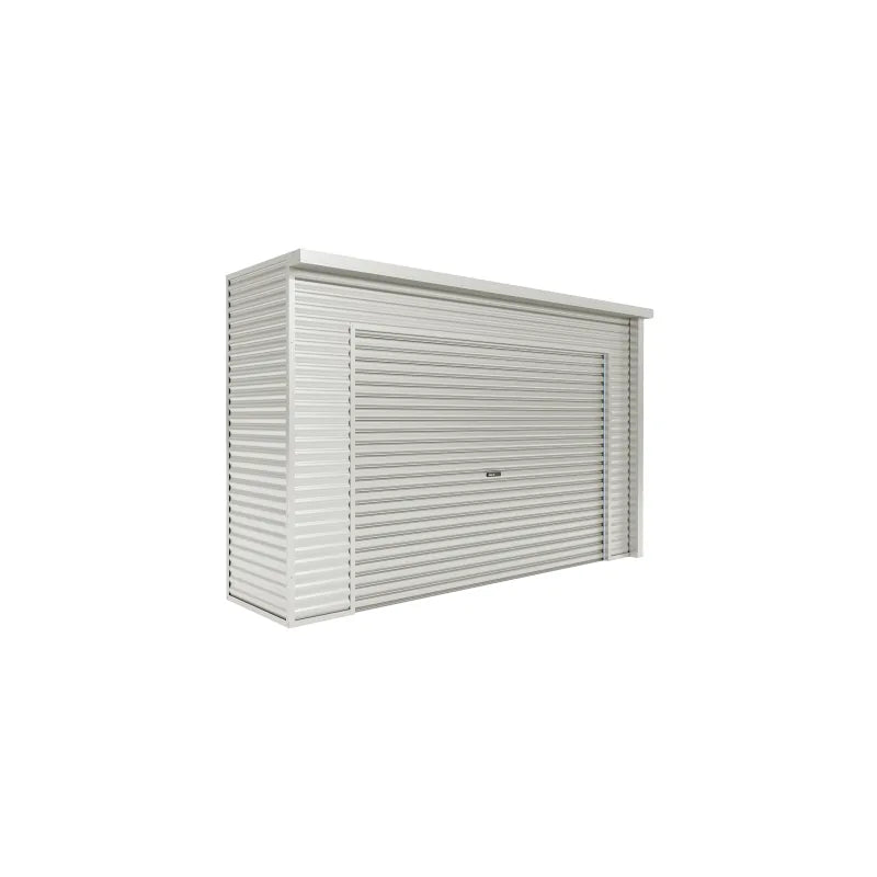 Spanbilt Smartlocker Lockaway 900 garden shed in Off White Colorbond, roller door closed