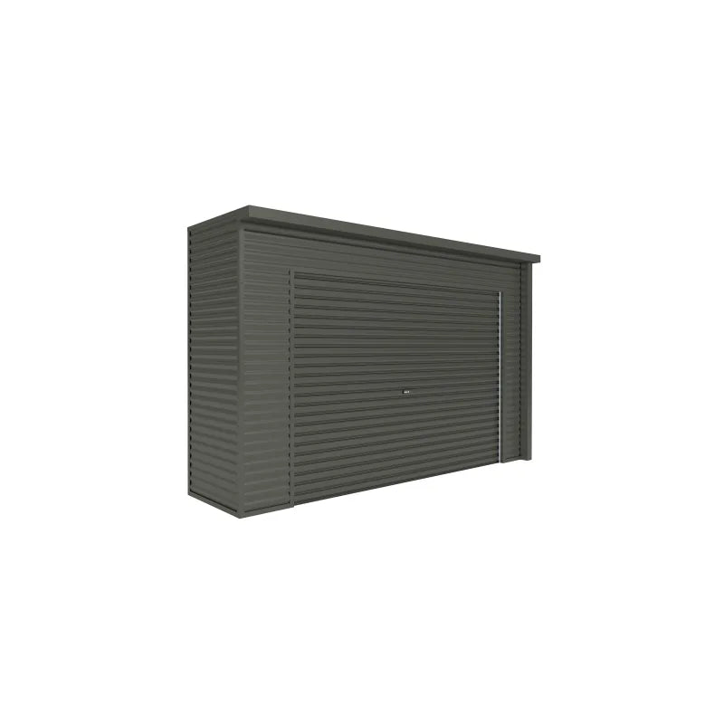 Spanbilt Smartlocker Lockaway 900 garden shed in Slate Grey Colorbond, roller door closed